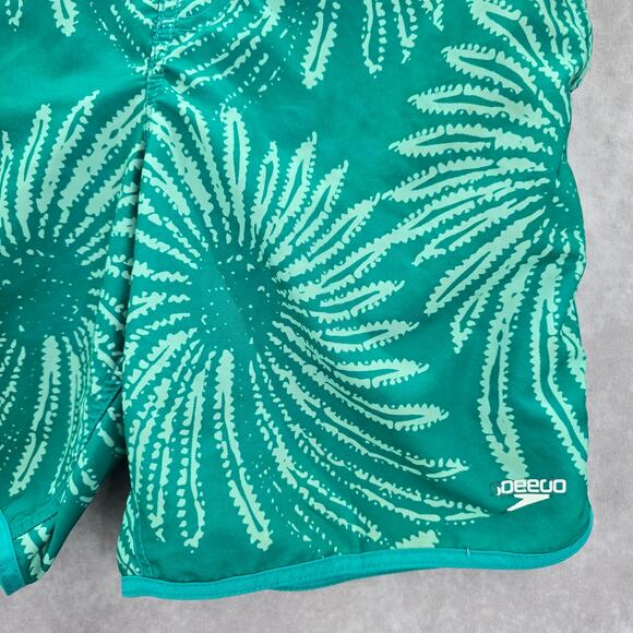 Speedo Green Floral Pull On Swim Youth Boys Juniors Trunks Shorts M Medium - Picture 4 of 5
